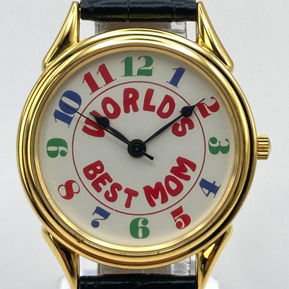 Womens Watch World's Best Mom Gold Tone 37mm Mothers Day Gift New Battery 8.75